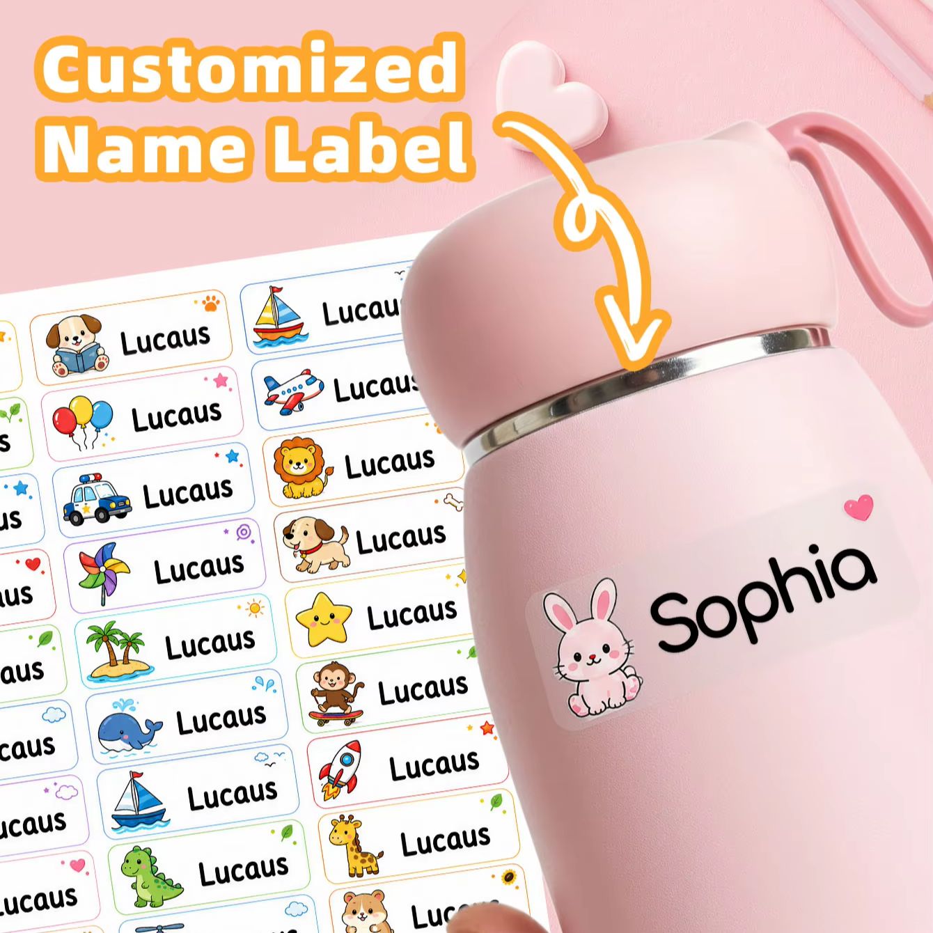 Candle Warning Label - 1-500PCS Custom Cartoon Name Stickers, Waterproof