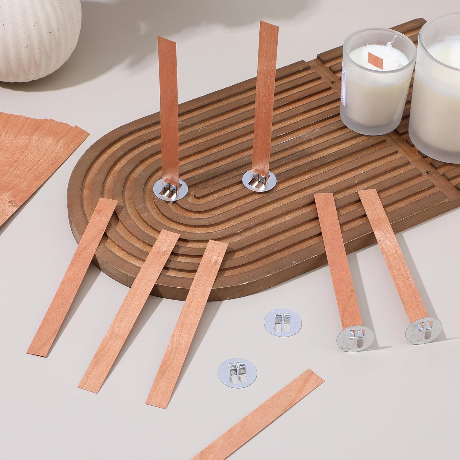 Candle Warning Label - 60Pcs Wood Wicks for Candles Making
