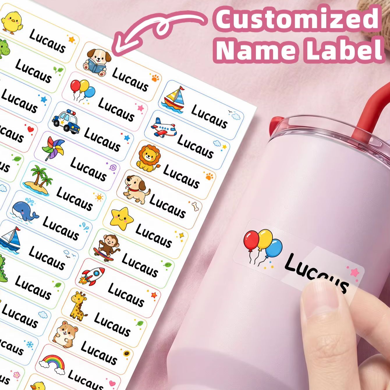 1-500PCS Custom Cartoon Name S - đánh giá và giá Candle Warning Label