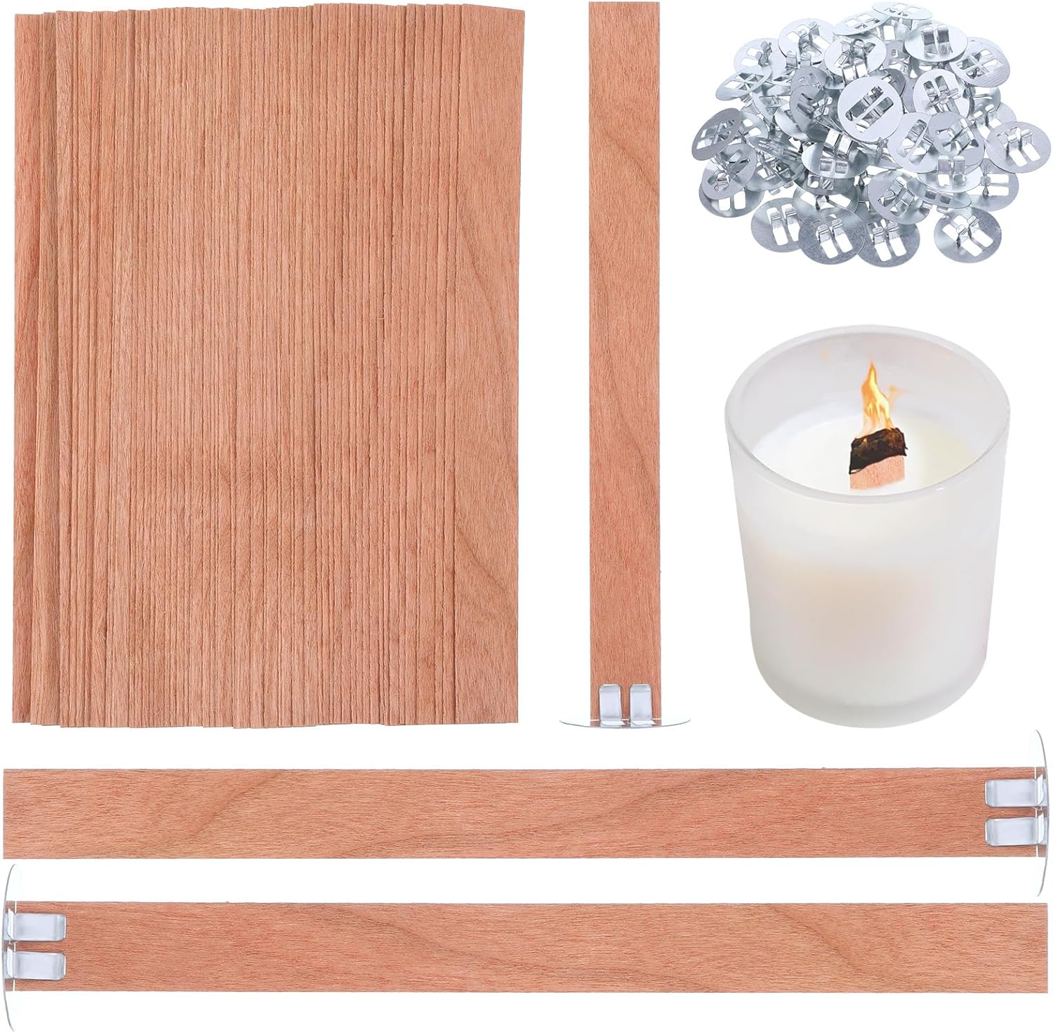 60Pcs Wood Wicks for Candles M - đánh giá và giá Candle Warning Label