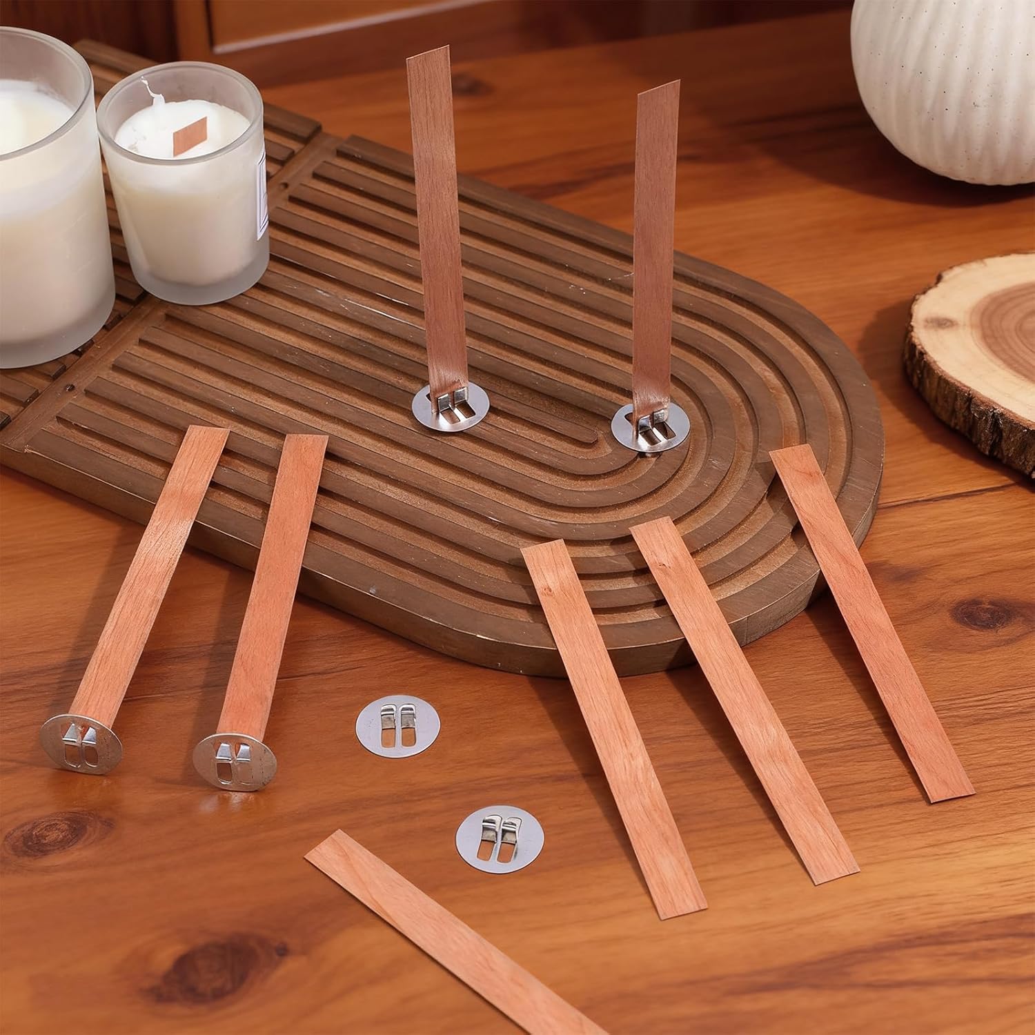60Pcs Wood Wicks for Candles M - đánh giá và giá Candle Warning Label